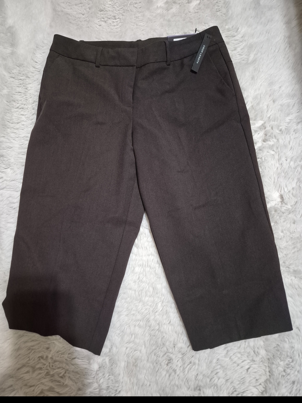 Worthington Dark Brown Cropped Straight-Leg Dress Pants